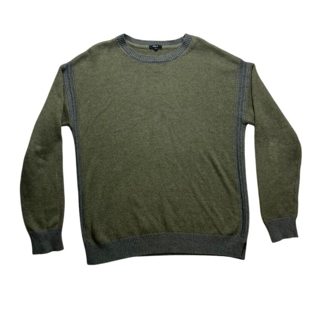 Rails Mens XL Crewneck Sweater Olive Green Charcoal Gray Contrast Knit‎ Pullover